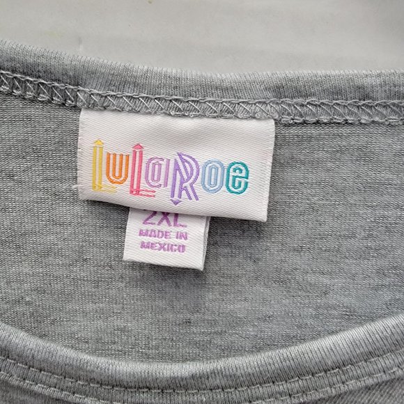 New tags LuLaRoe Randy XXL 2XL Longer sleeves Gray solid front w Black red green - Picture 4 of 12